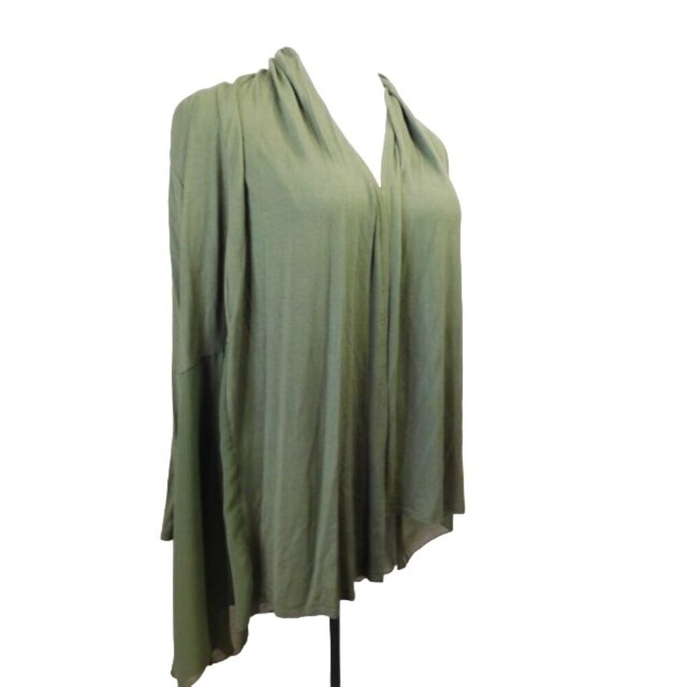 Kim & Cami Size 2X Green Sheer Back Plus Size Knit Cardigan Style Top NWT